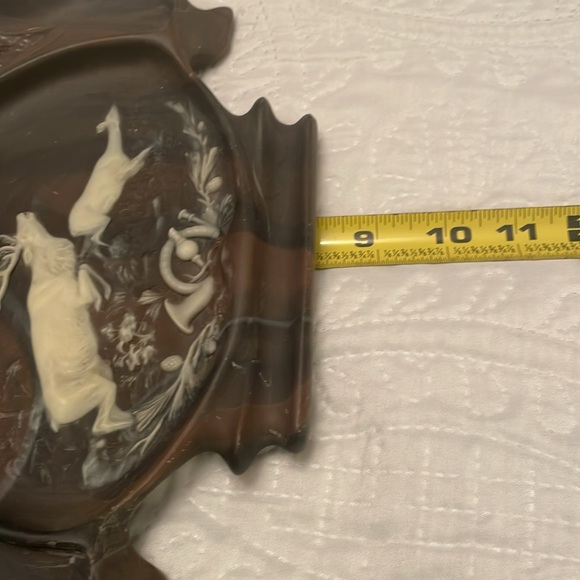 Vintage & Rare Genuine Incolay Stone DEER ELK BUCK DOE Carved Desk Organizer - Picture 8 of 12